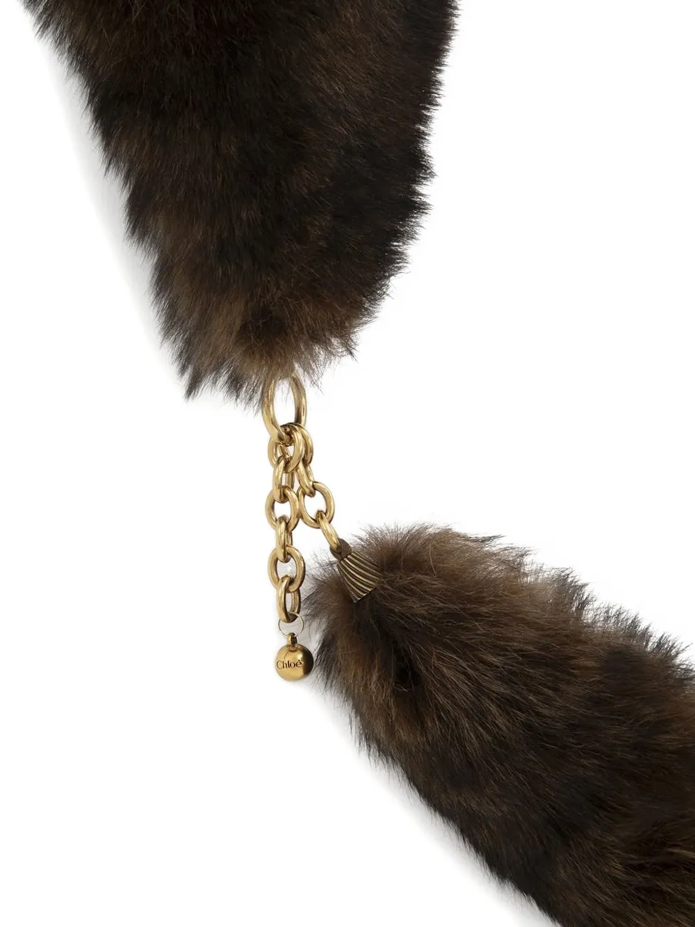 Chloé shearling chain-detailed scarf - Bruin