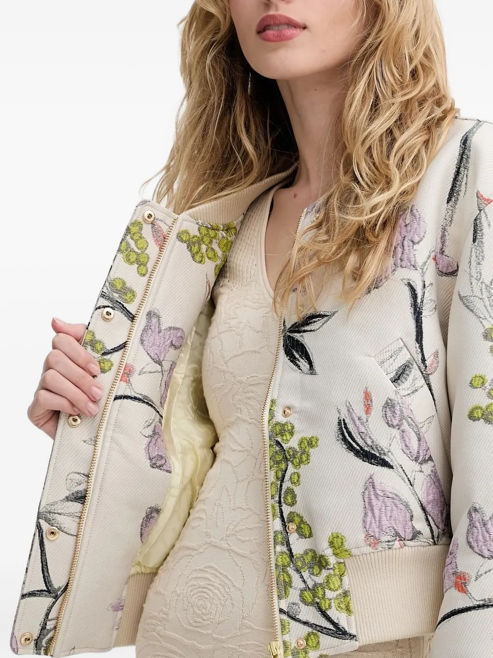 Stine Goya floral-embroidered bomber jacket Beige