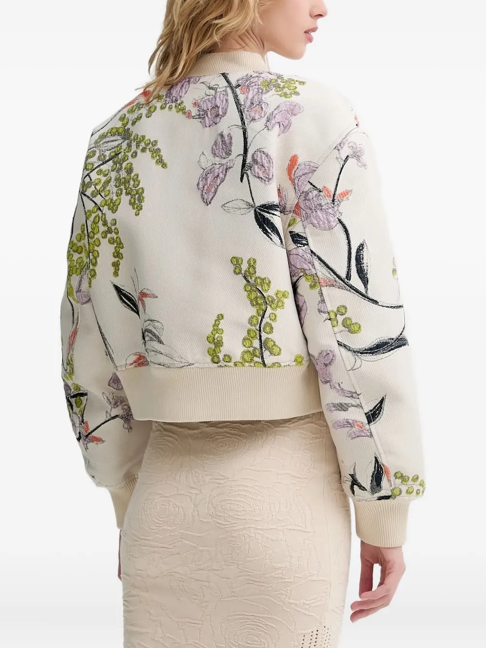 Stine Goya floral-embroidered bomber jacket Beige