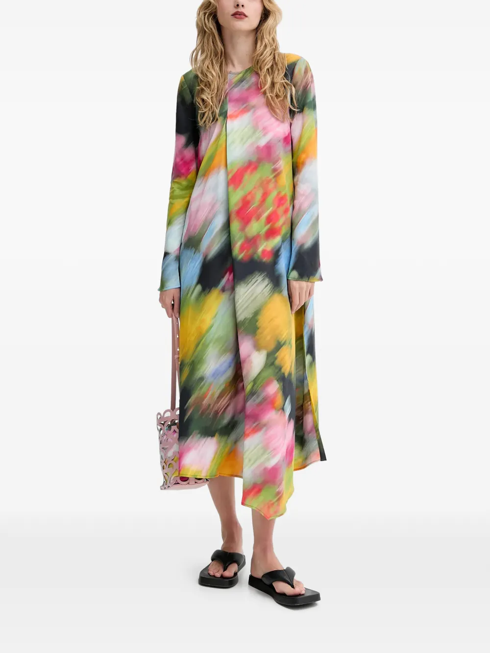Stine Goya floral-print asymmetric dress - Verde