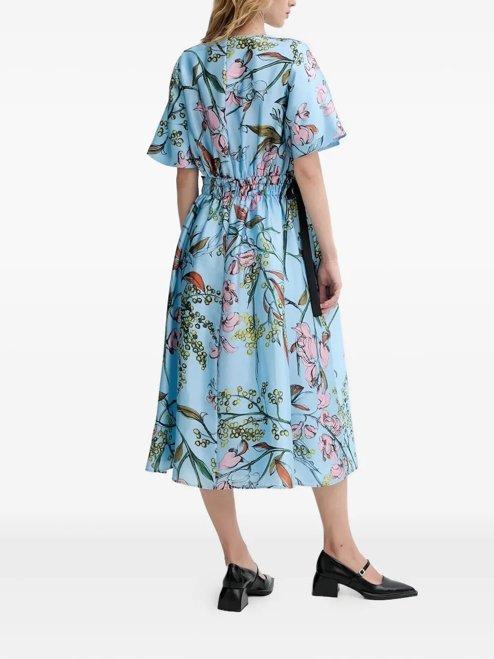 Stine Goya floral-print drawstring midi dress Blauw