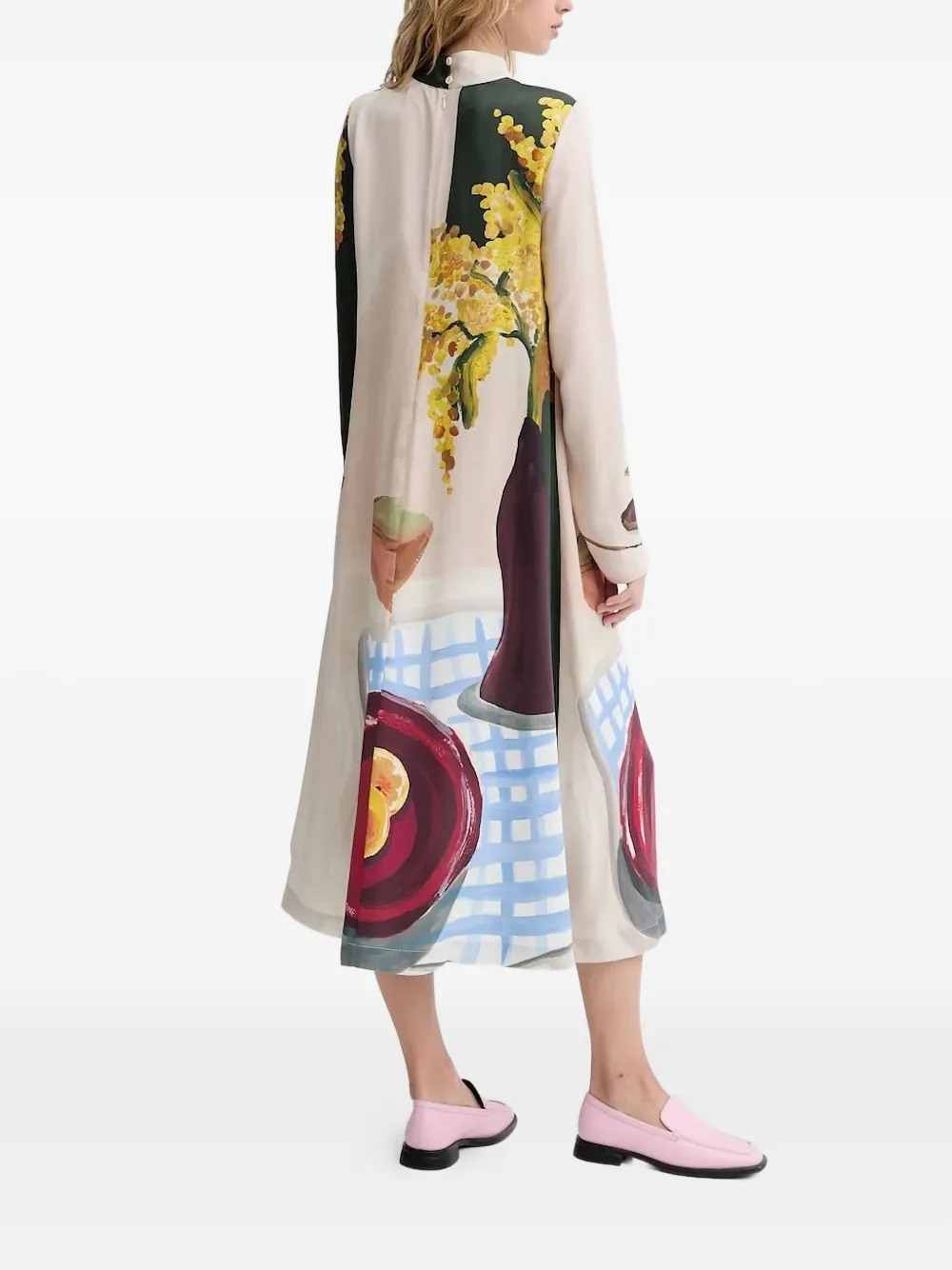 Stine Goya floral-print high-neck dress Beige