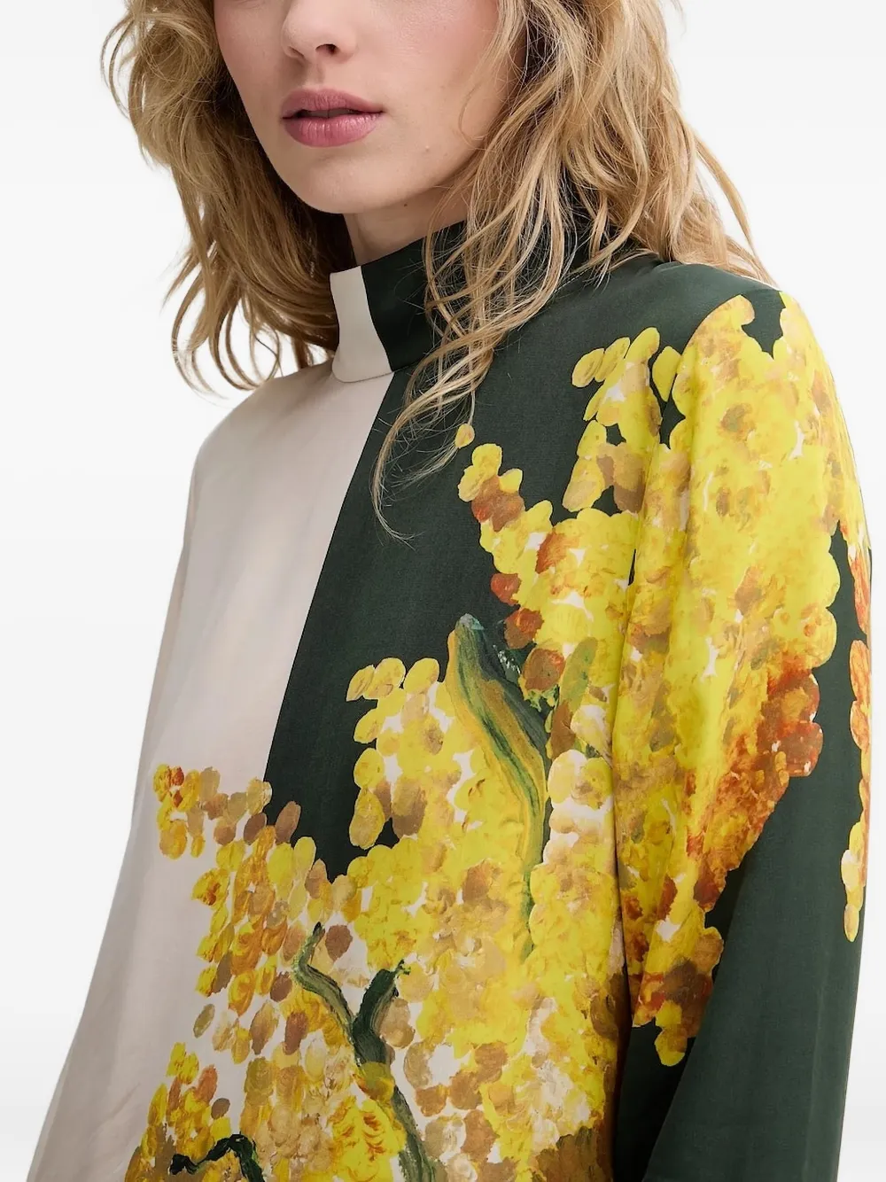 Stine Goya floral-print high-neck dress Beige