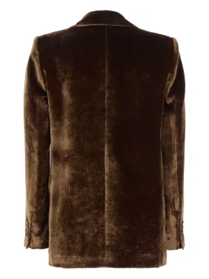ジャケット Etro Brown Velvet Blazer ETRO Double-breasted cotton-blend velvet blazer | NET-A-PORTER