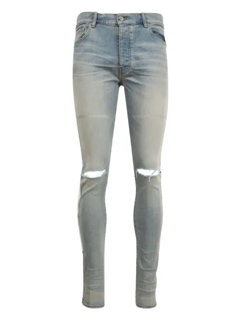AMIRI Bones-appliqué distressed skinny jeans