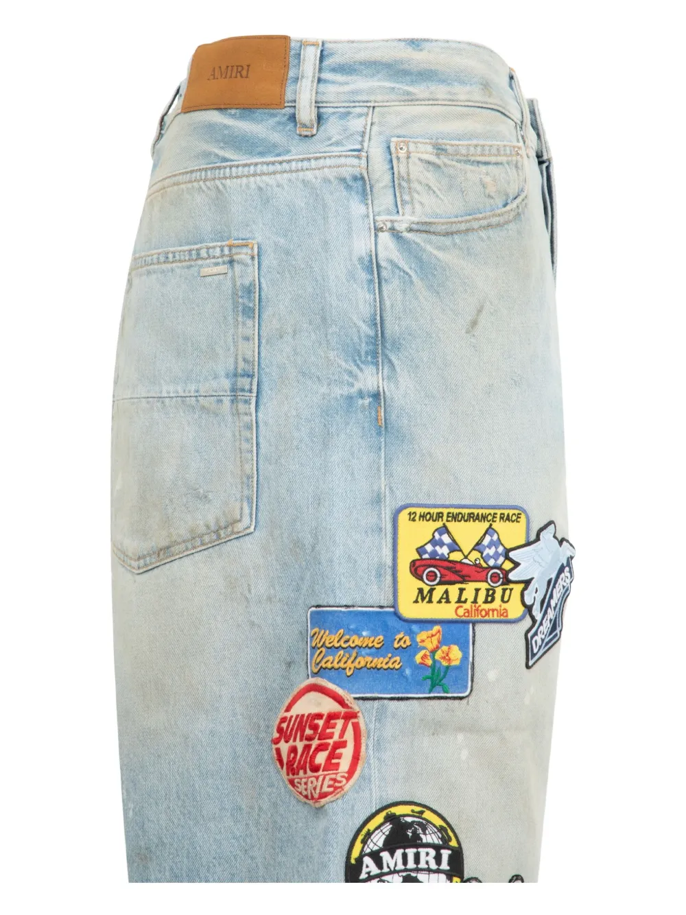 AMIRI patch-detail denim shorts - Blauw