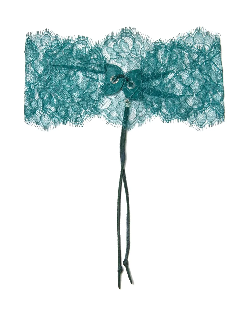 Undercover lace-trimmed leather face mask Groen