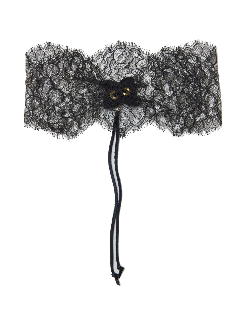 Undercover lace-trimmed leather face mask Zwart