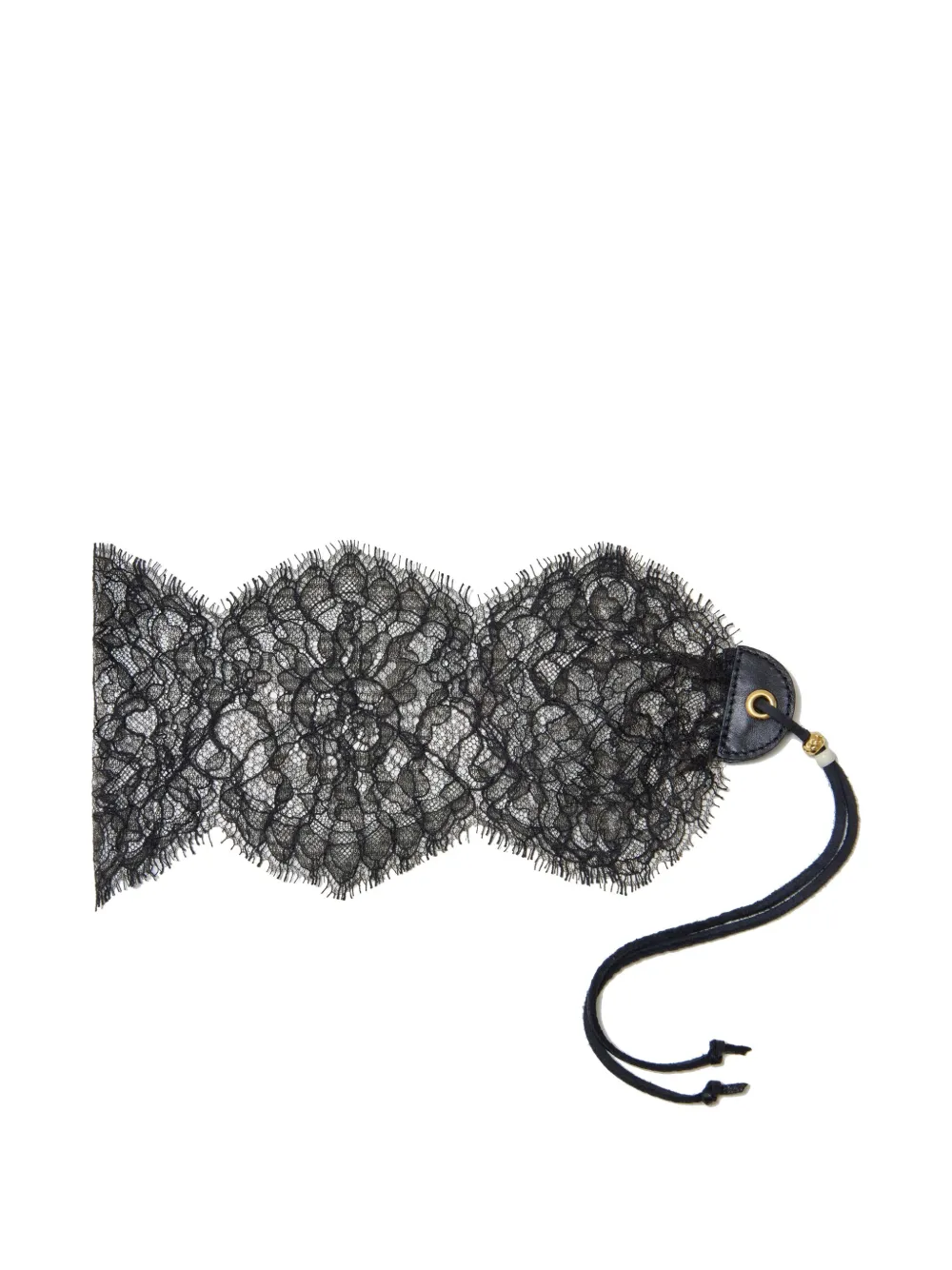 Undercover lace-trimmed leather face mask Zwart