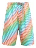 Christopher John Rogers Bias Crayon striped drawstring shorts - Green