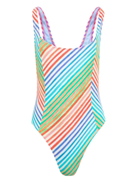 Christopher John Rogers traje de baño Bias Crayon con motivo de rayas