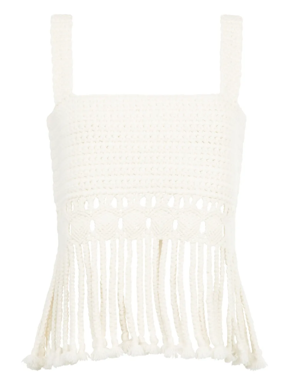 Gabriela Hearst top Lilea en crochet con flecos | blanco | Image 1