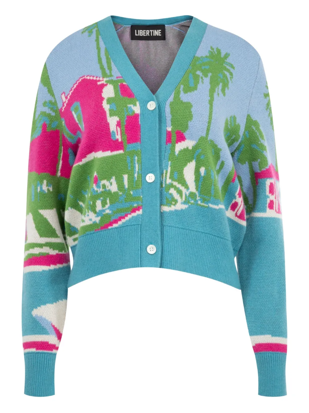 Libertine Poolside tropical-jacquard button-up cardigan | Green | Image 1