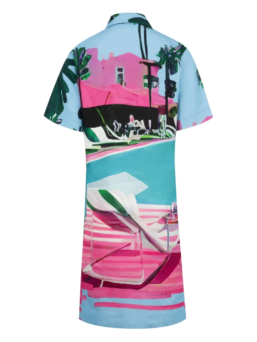 Libertine tropical-print shirt mini dress - Blauw