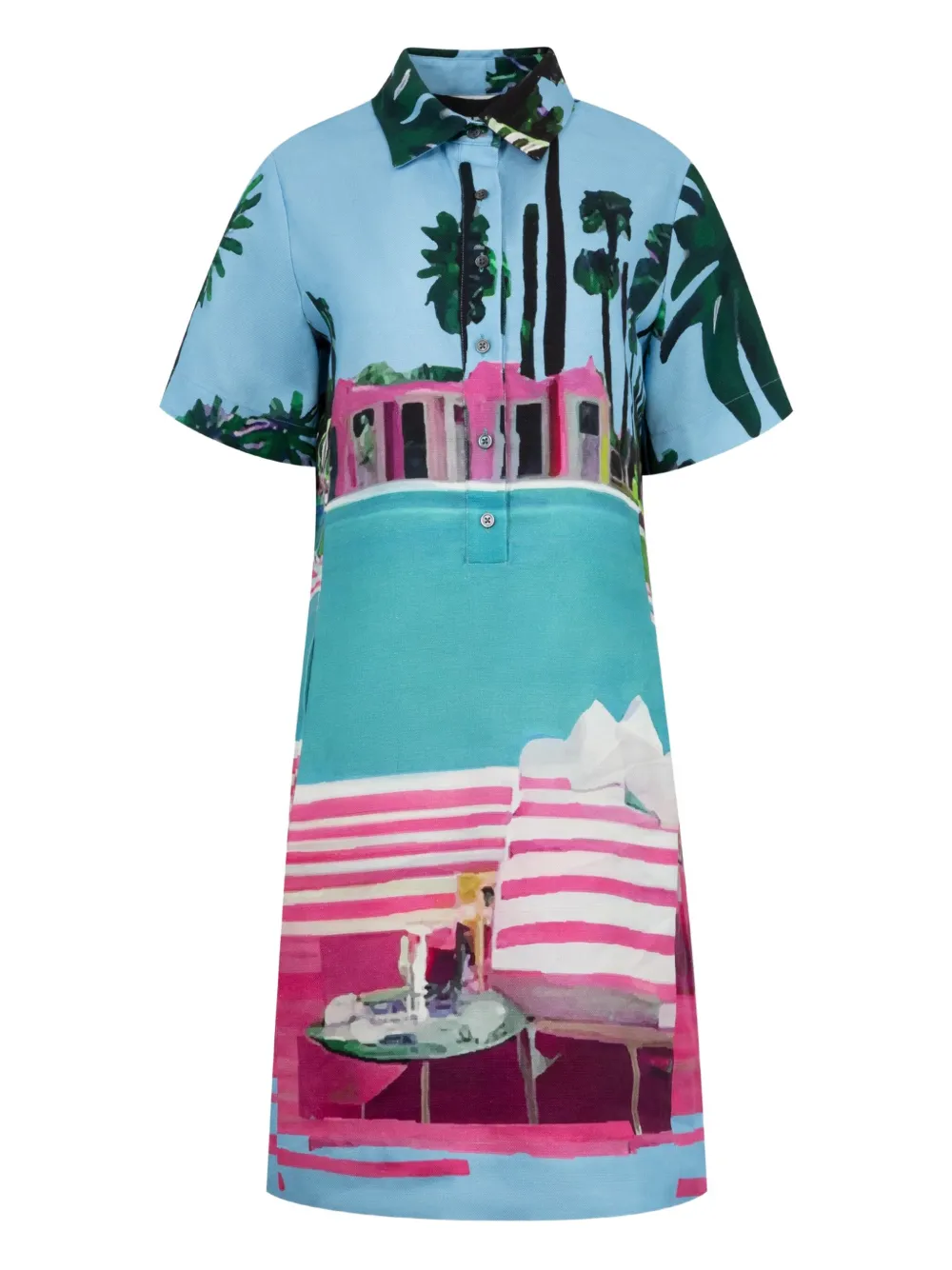 Libertine Hemdkleid mit tropischem Print | Blau | Image 1