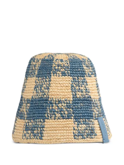 LOEWE checkered straw bucket hat