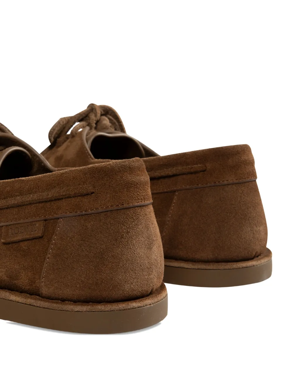 LOEWE Campo suede lace-up boat shoes Brown