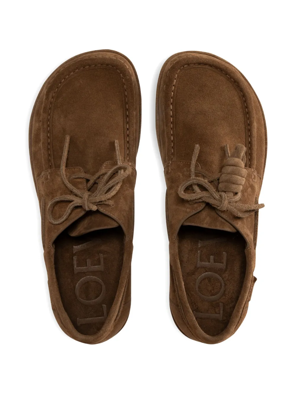LOEWE Campo suede lace-up boat shoes Brown