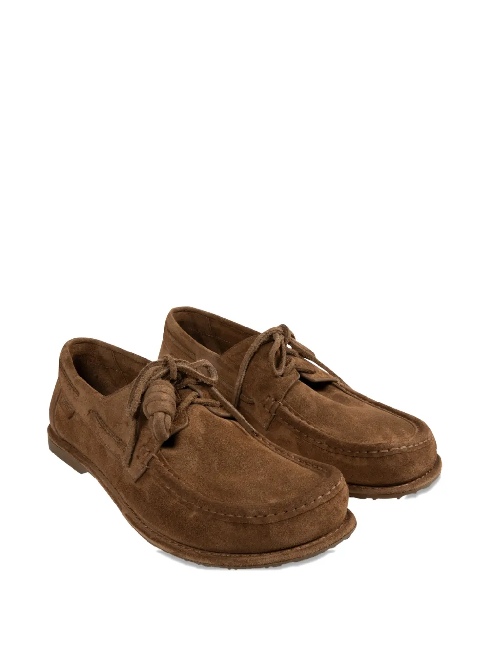 LOEWE Campo suede lace-up boat shoes Brown