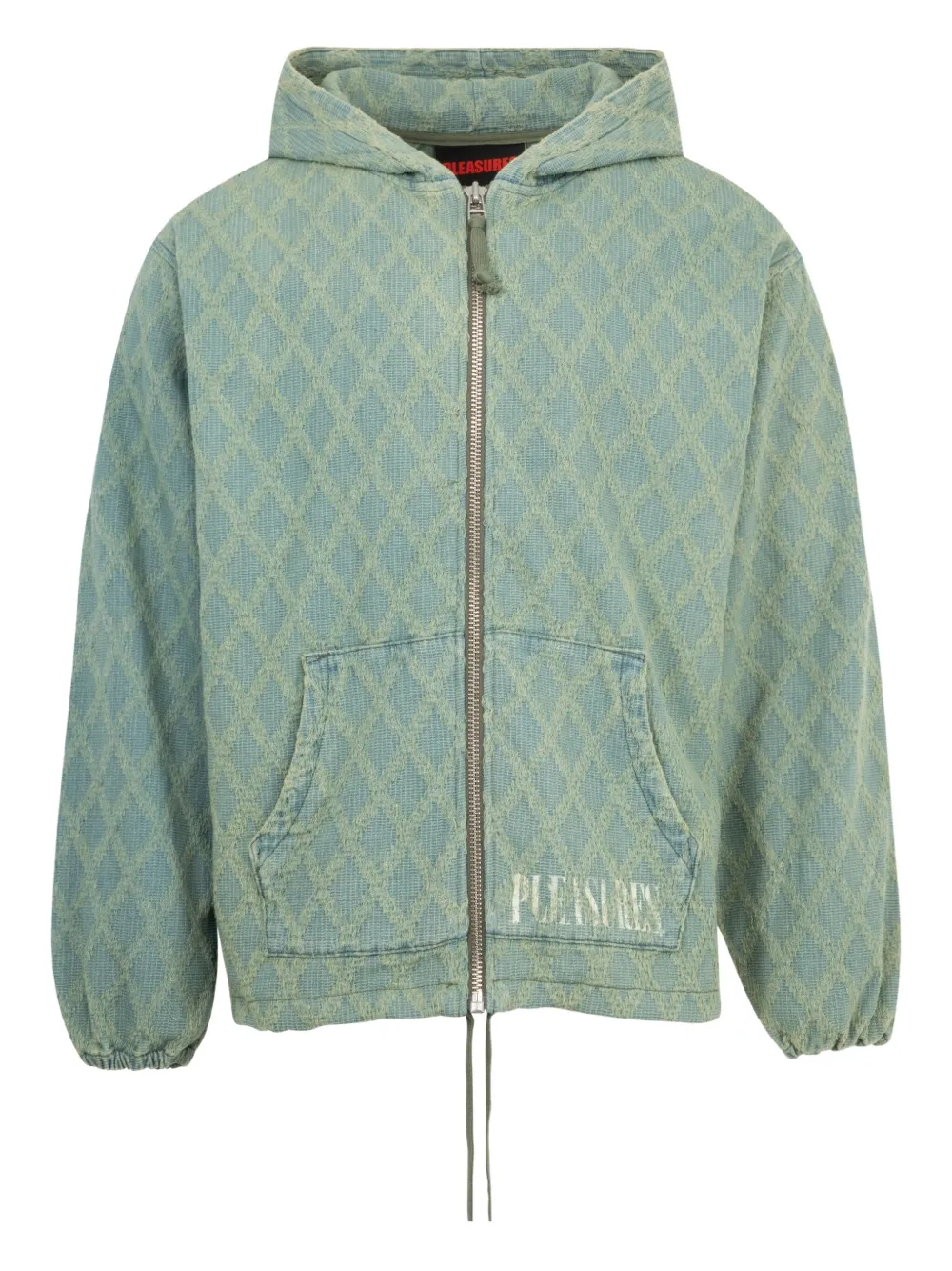 Pleasures diamond-jacquard zip-up hoodie | Green | Image 1