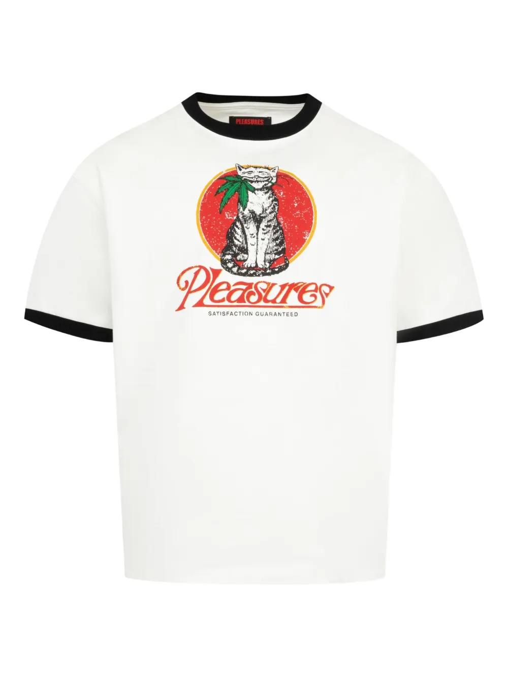Pleasures Cat Heavyweight Ringer graphic print T-shirt - ホワイト Pleasures Cat Heavyweight Ringer graphic print T-shirt - ホワイト