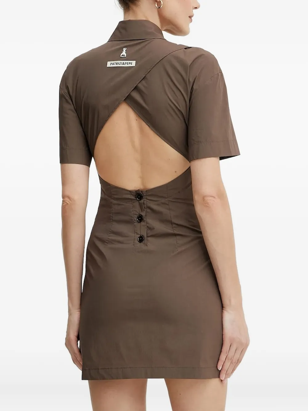 Patrizia Pepe button-front open-back minii dress Bruin