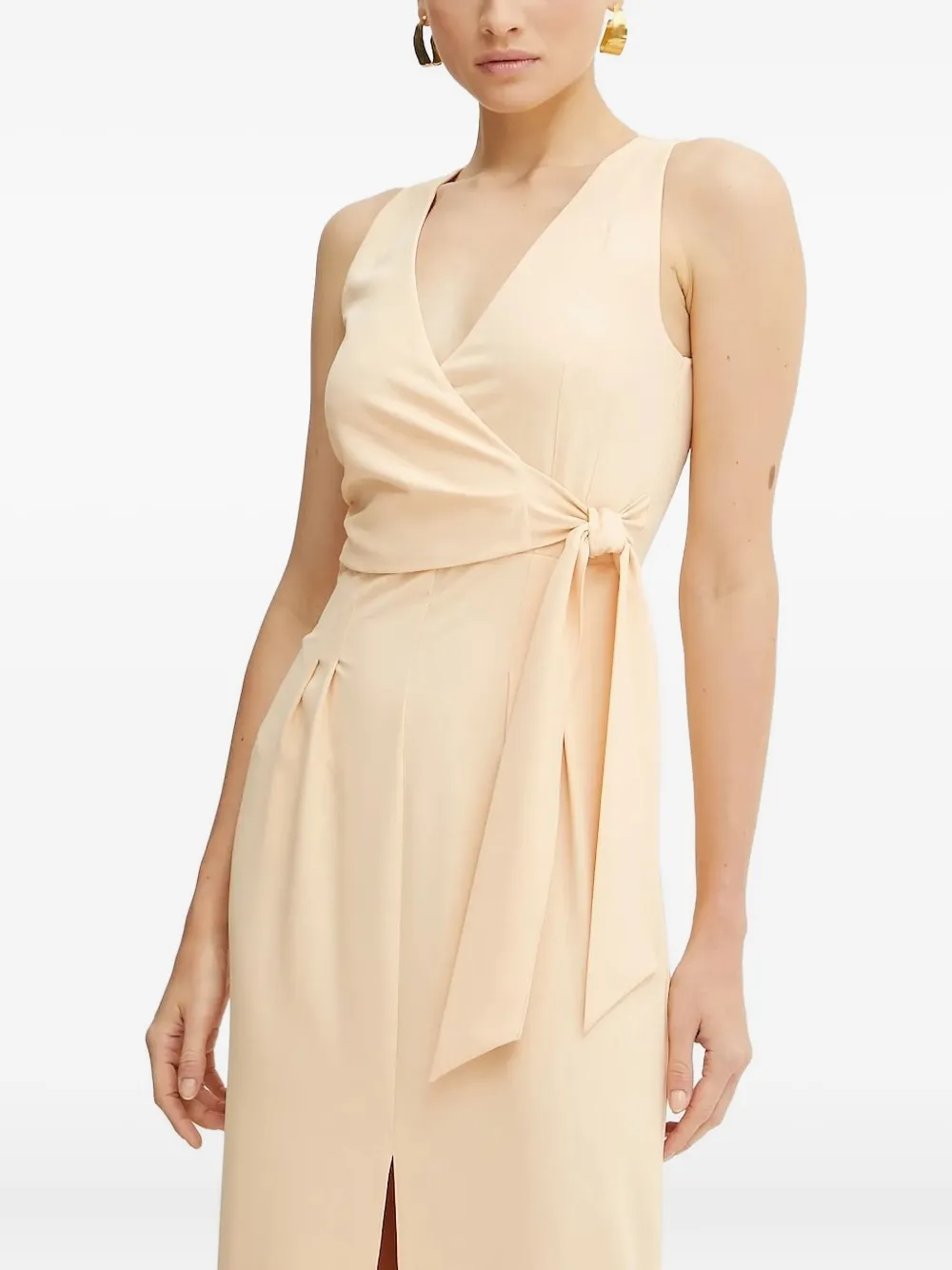 Patrizia Pepe Wrap-tie Maxi Dress In Neutral