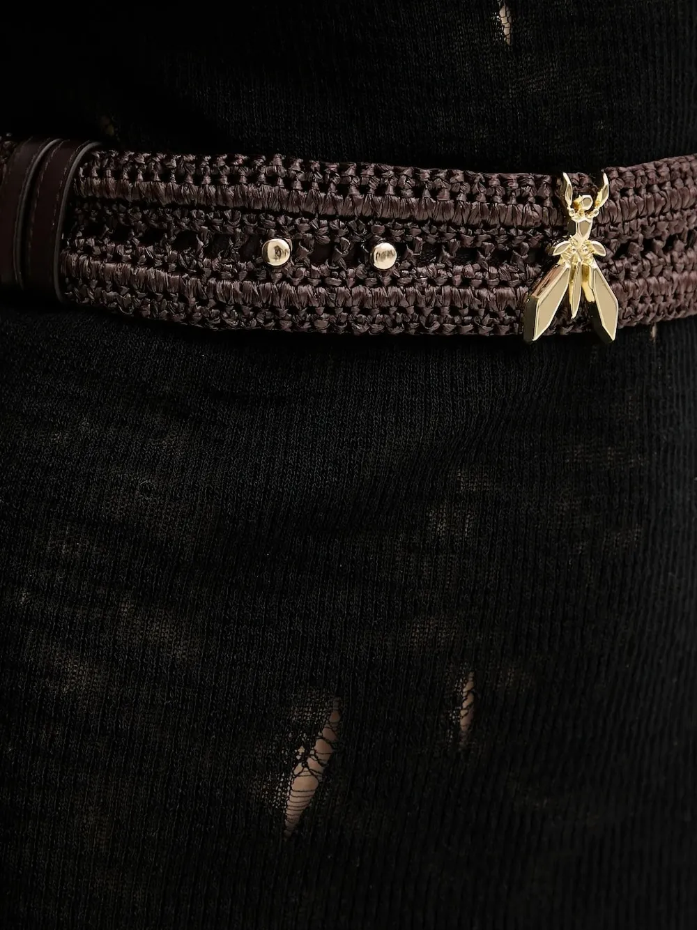 Patrizia Pepe Geweven riem met insecten detail - Bruin