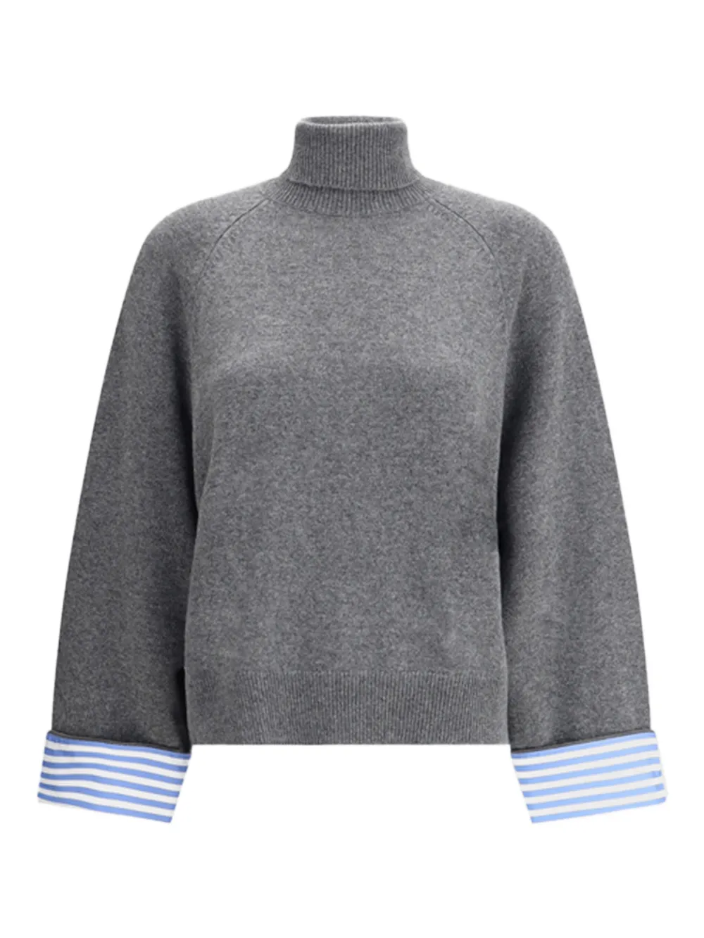 Brunello Cucinelli striped-cuff roll-neck sweater Grijs