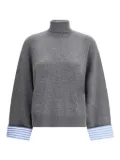 Brunello Cucinelli striped-cuff roll-neck sweater - Grey