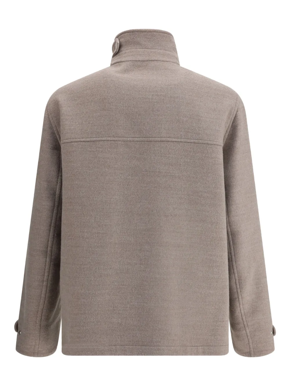 Brunello Cucinelli Jack met klepzak en hoge kraag Beige