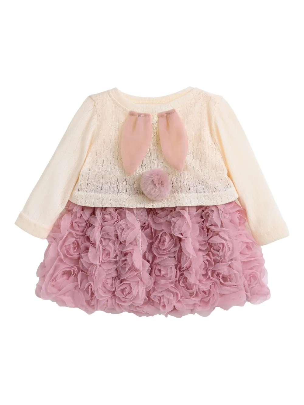 Tulleen Jurk met bloe patch Beige