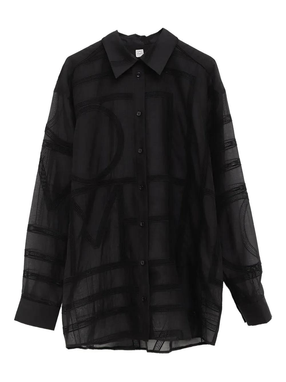 TOTEME geometric-embroidered shirt Zwart
