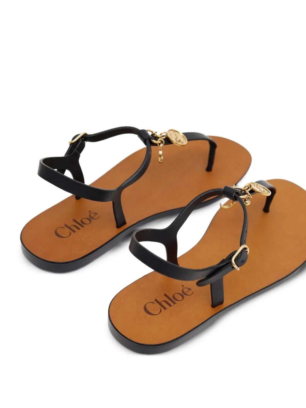 Chloé leather-buckle charm sandals Black