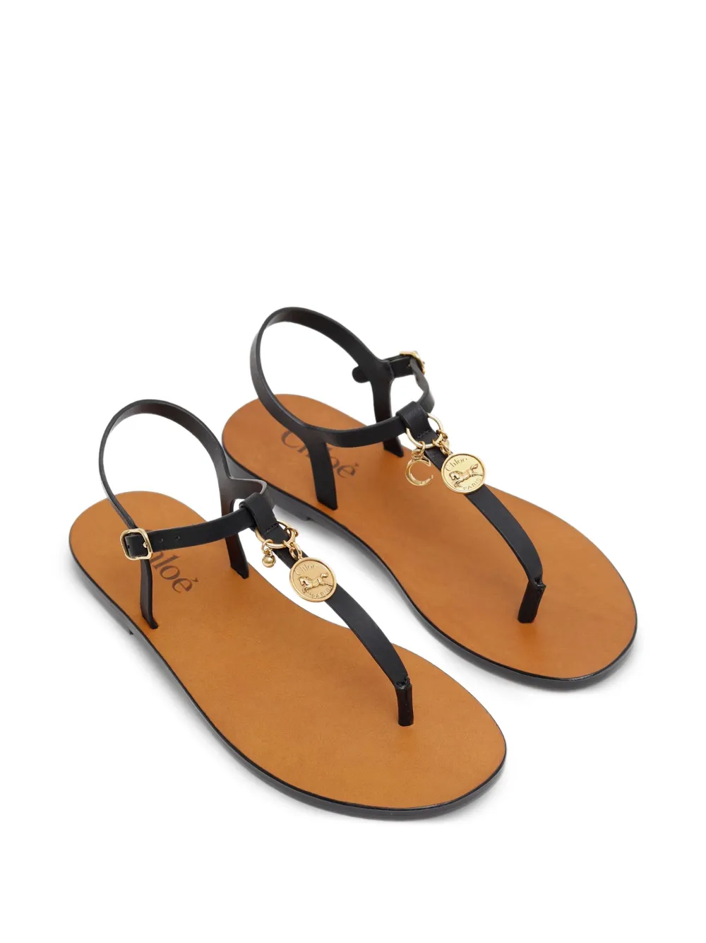 Chloé leather-buckle charm sandals Black