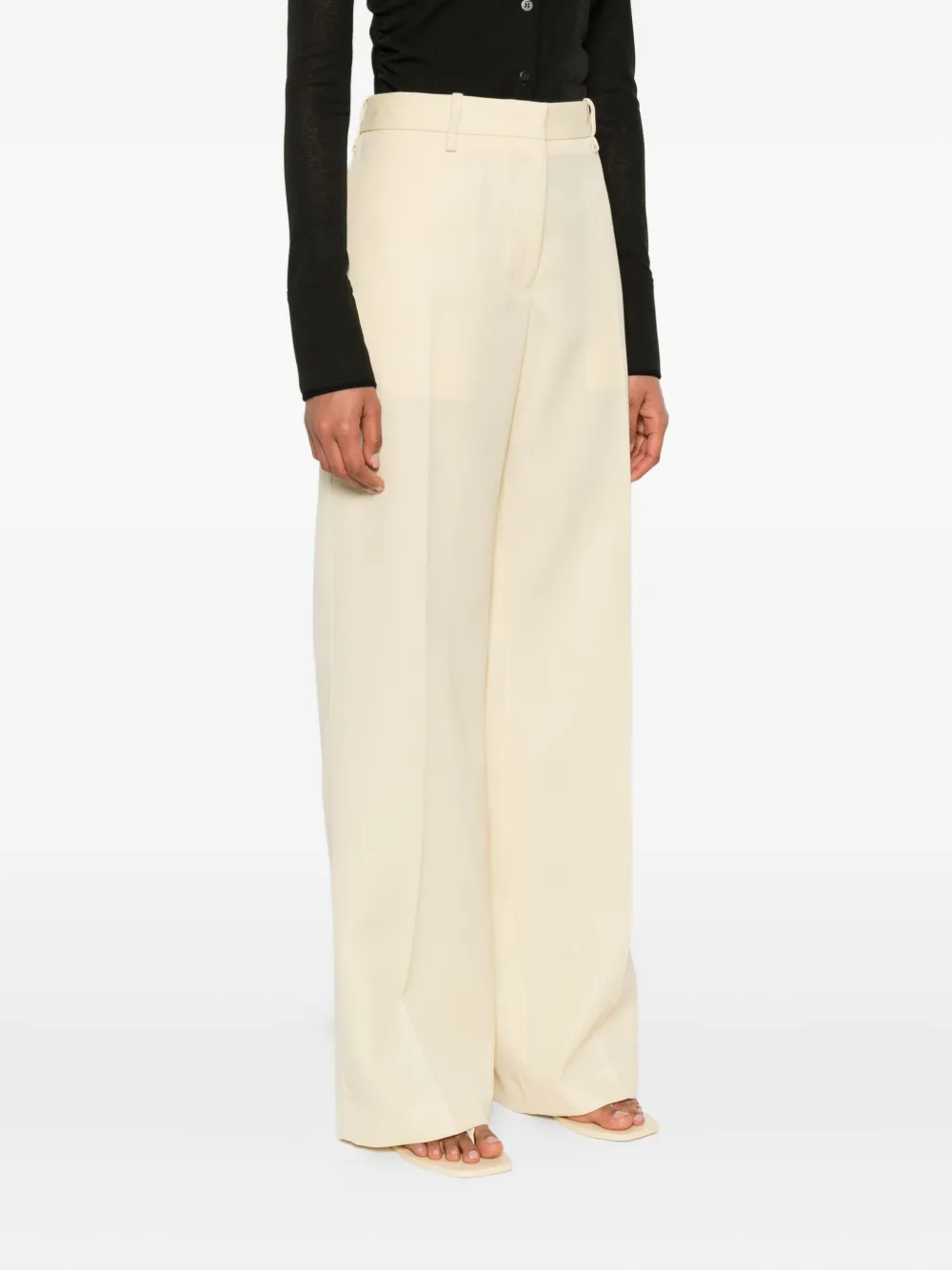 Jil Sander High waist wollen broek Beige