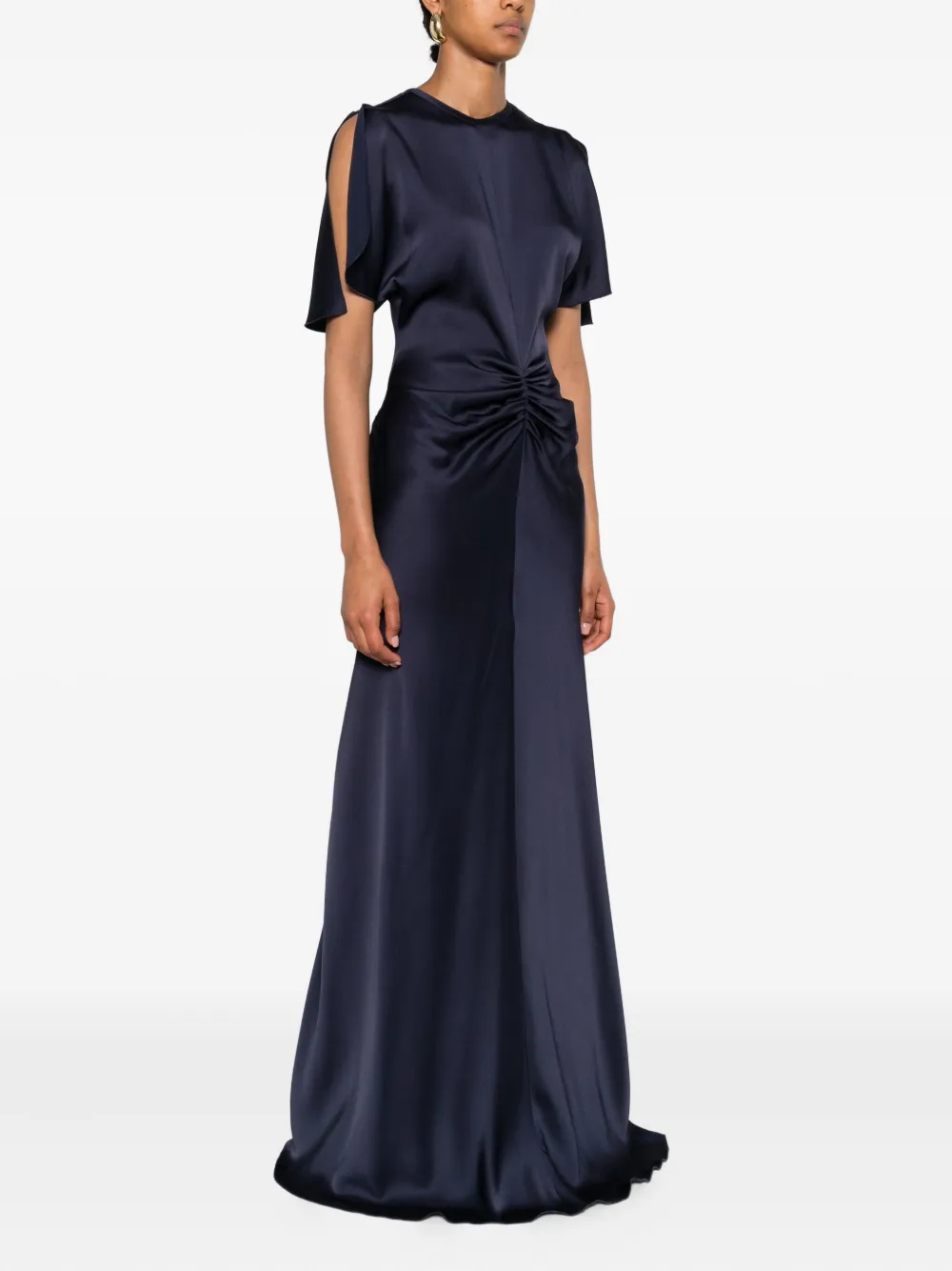 Victoria Beckham gathered-waist maxi dress Blauw