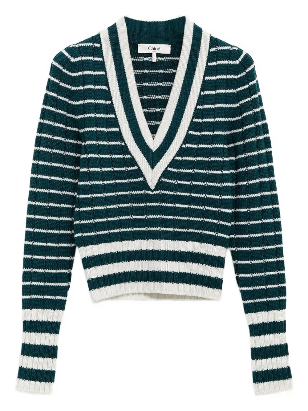 Chloé striped V-neck sweater Groen