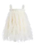 Tulleen ruffled tulle dress - White