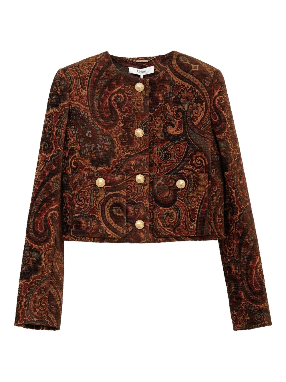 Chloé Cropped jack met paisley-print Bruin