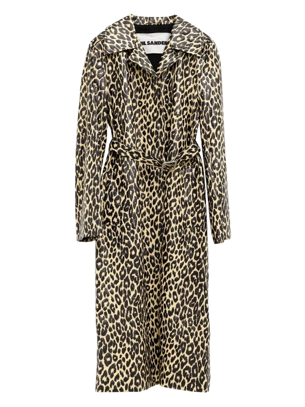Jil Sander leopard-print belted single-breasted coat | Black | Image 1