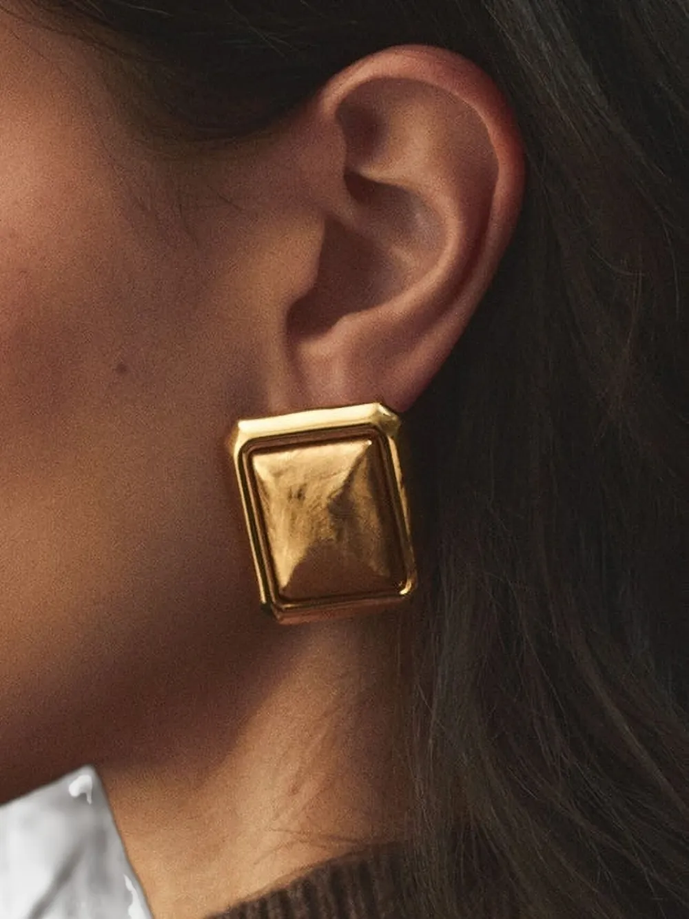 Jacquemus square stud earrings - Goud