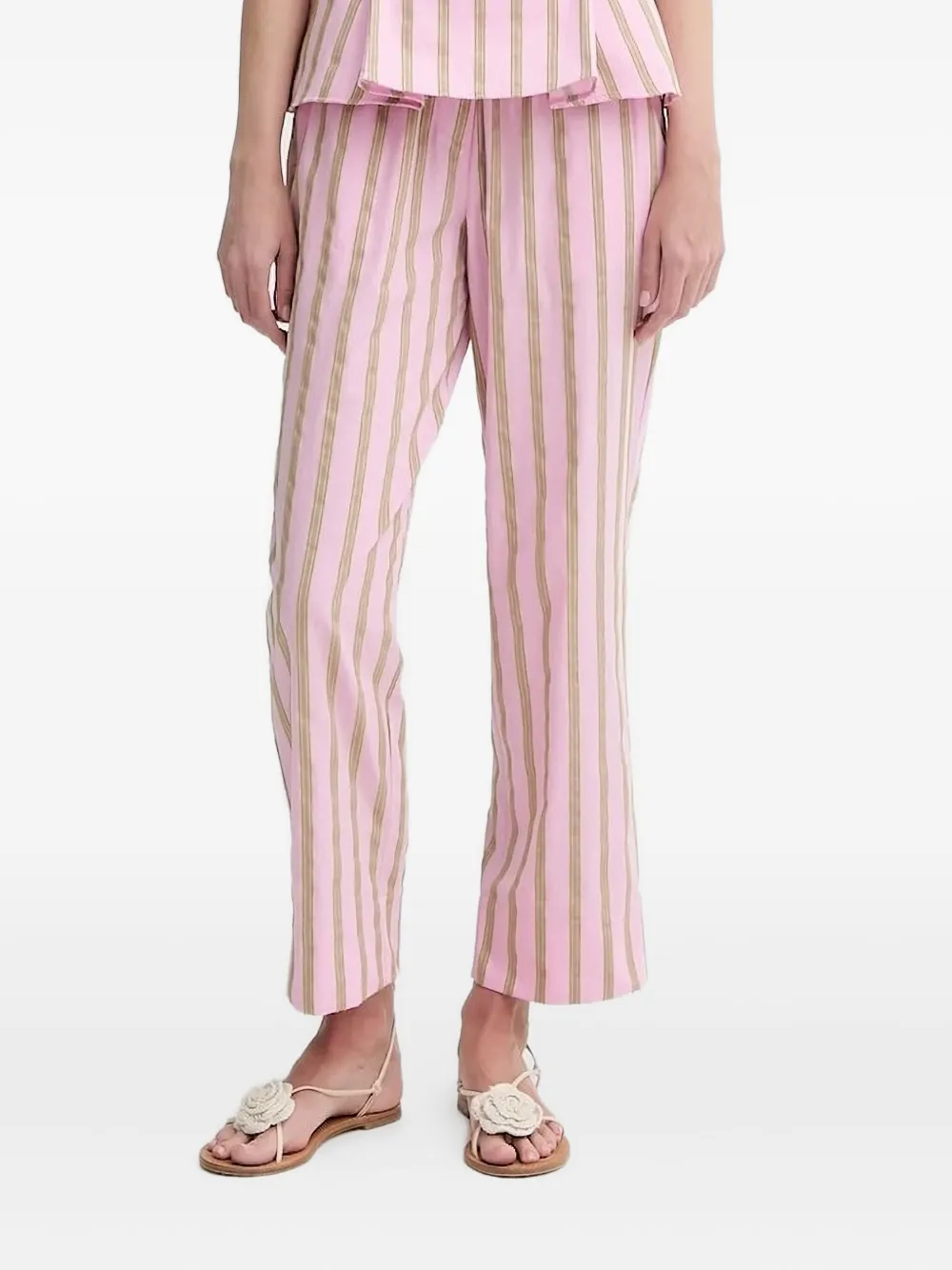 Stine Goya stripe straight-leg trousers Roze