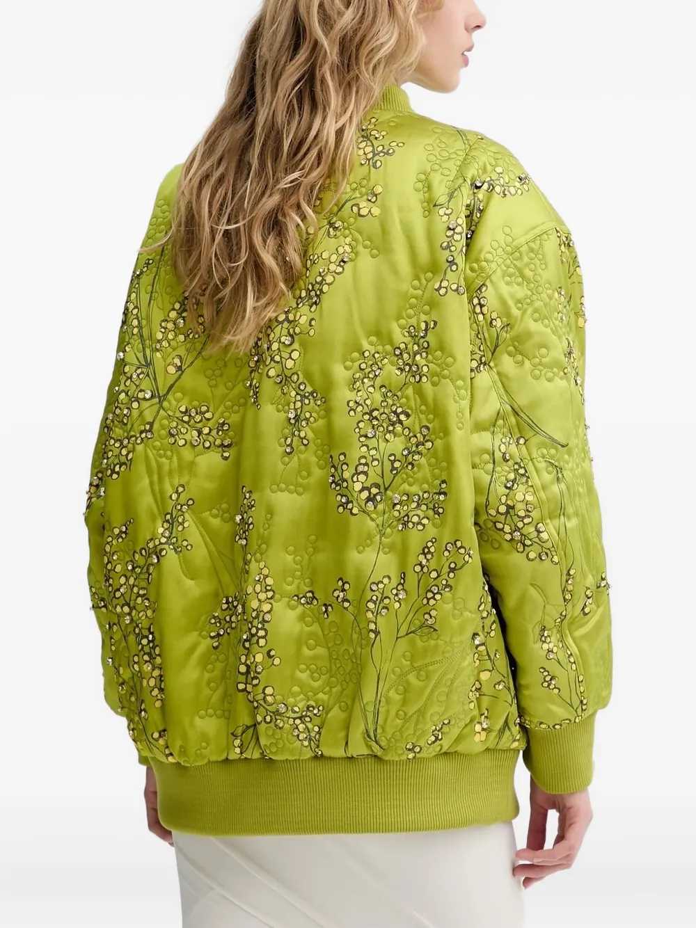 Stine Goya floral-print quilted bomber jacket Groen