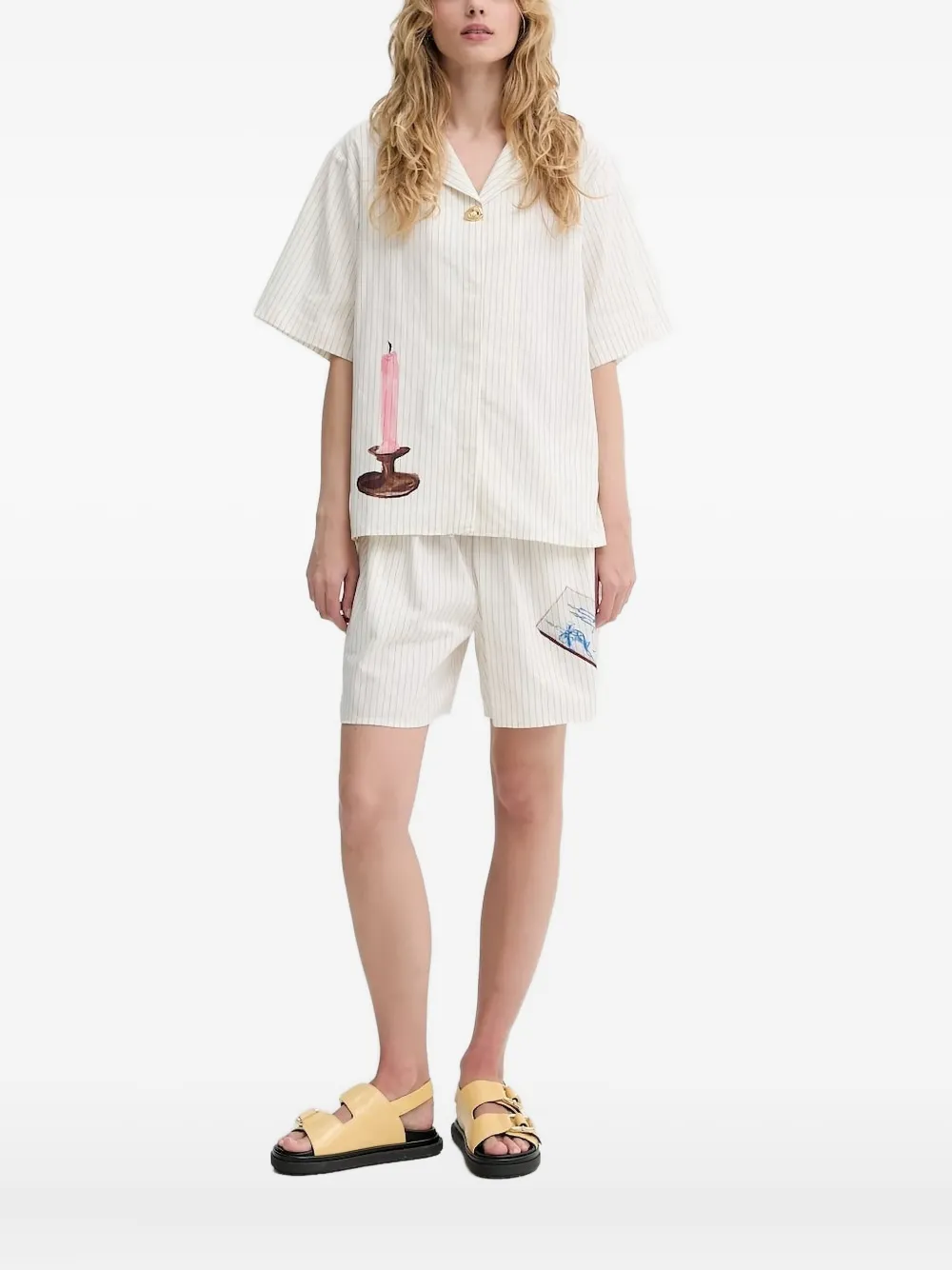 Stine Goya pinstripe buttoned shirt Wit