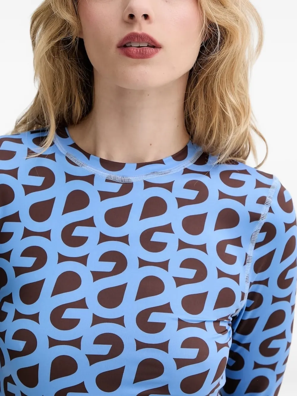 Stine Goya T-shirt met monogramprint en lange mouwen Paars