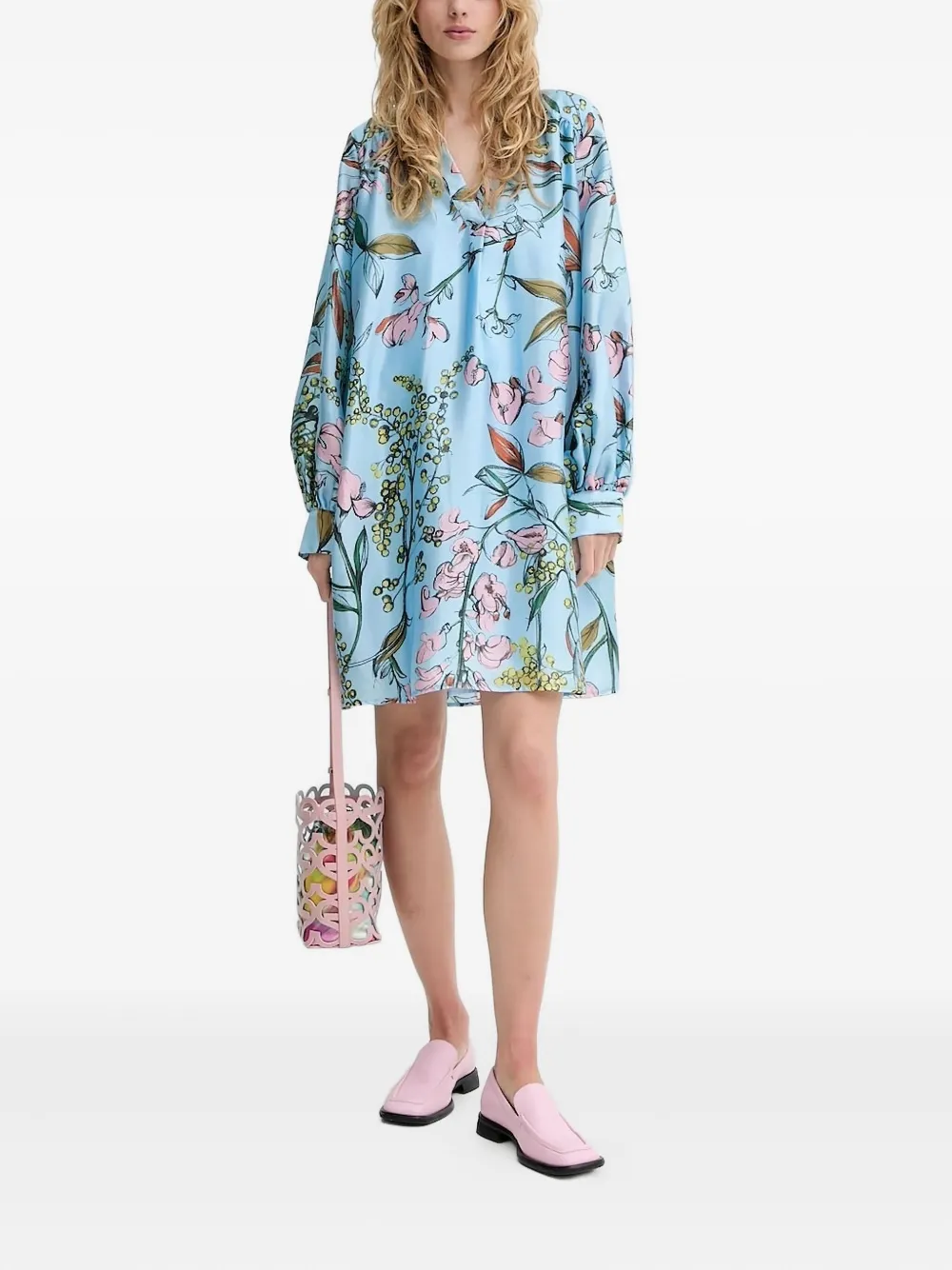 Stine Goya floral-print mini dress Blauw