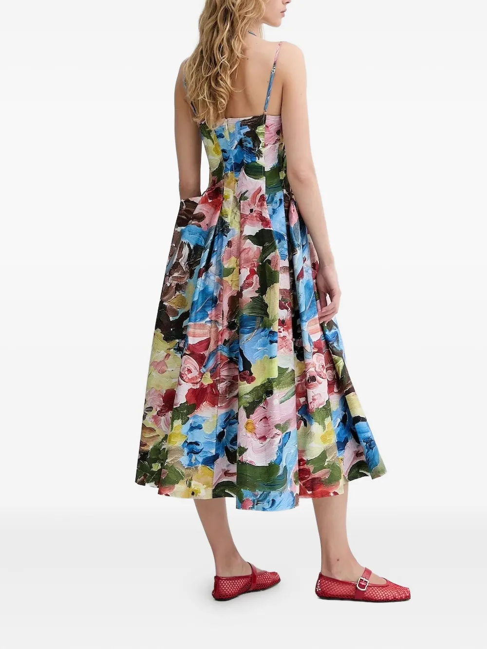 Stine Goya floral-print midi dress Roze