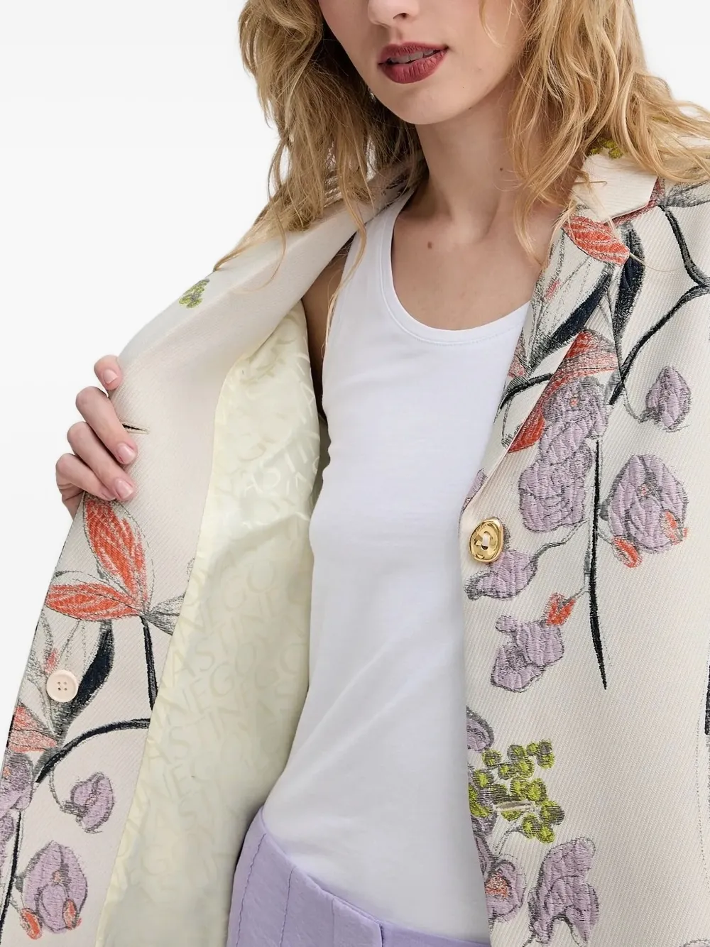 Stine Goya Blazer met bloemen Beige