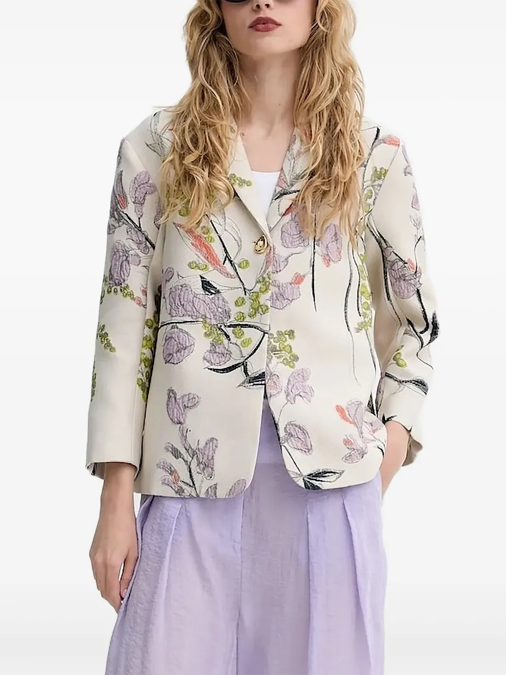 Stine Goya Blazer met bloemen Beige